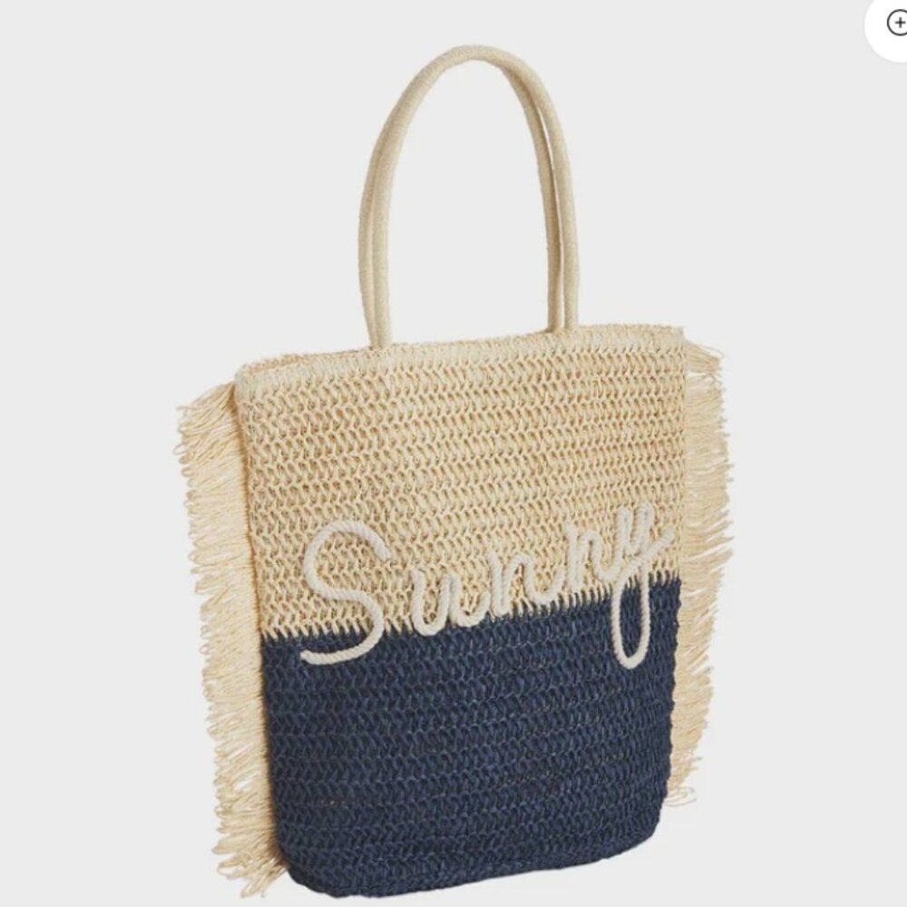 Mudpie Straw beach Tote  Sunny